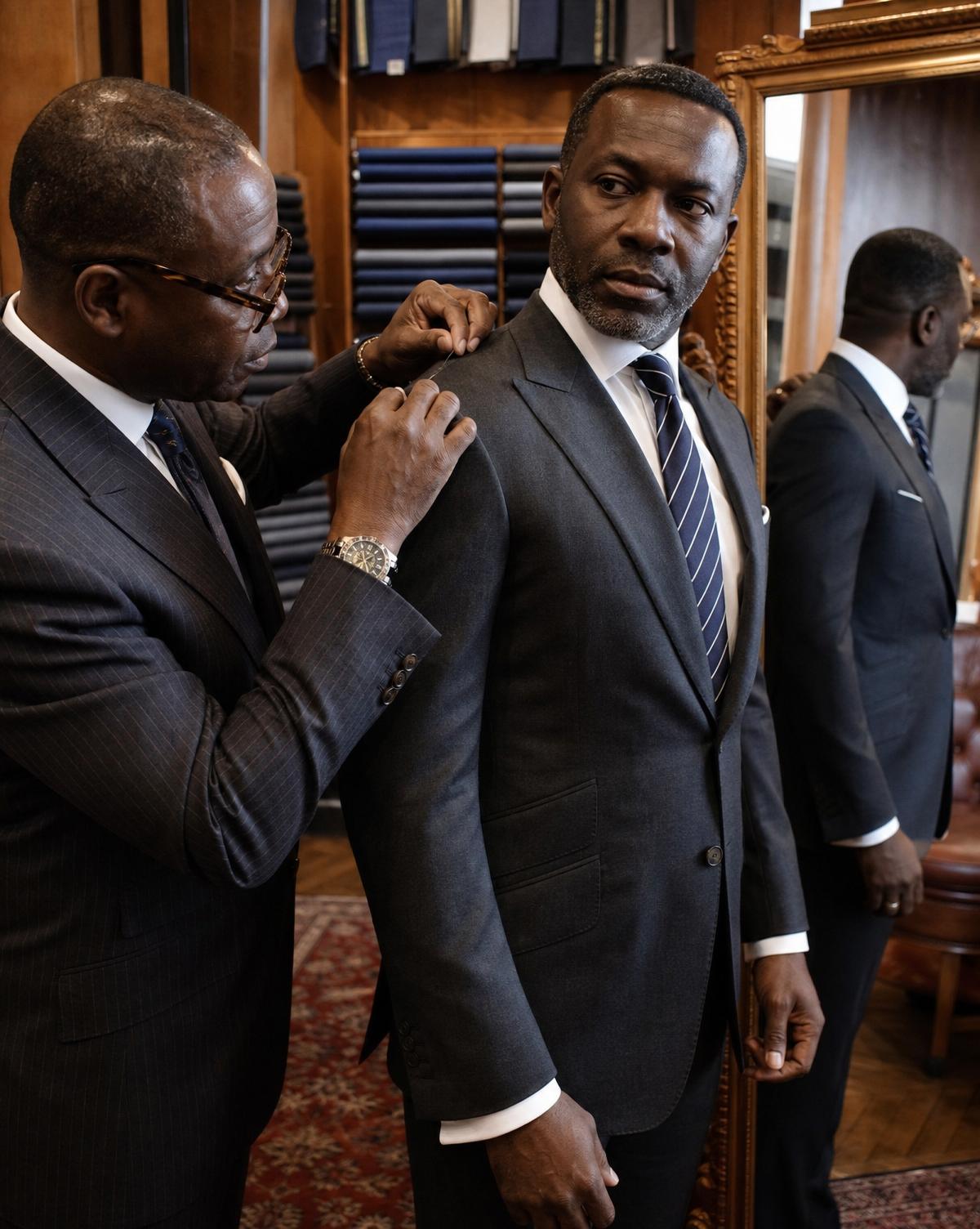Essayage sur mesure d'un costume dans l'atelier Maison Noah